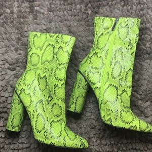 TRENDY AF neon snakeskin booties